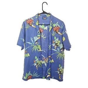 Vintage‎ Hawaii Blues Blue Tropical Hawaiian Button Down Shirt Men's Size Medium